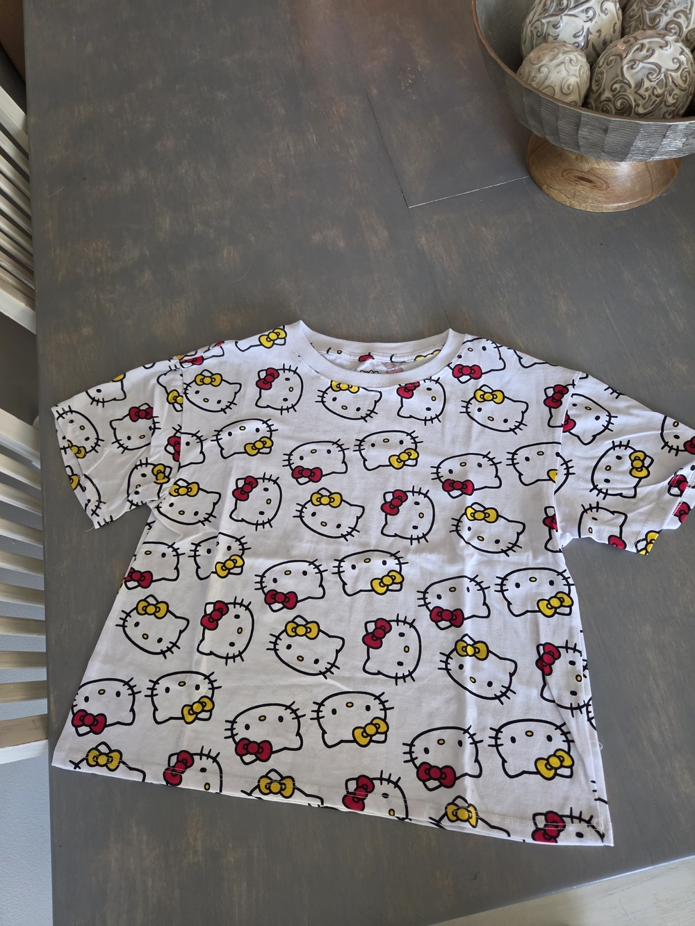 Hello Kitty White Tee with Red & Yellow Bows
